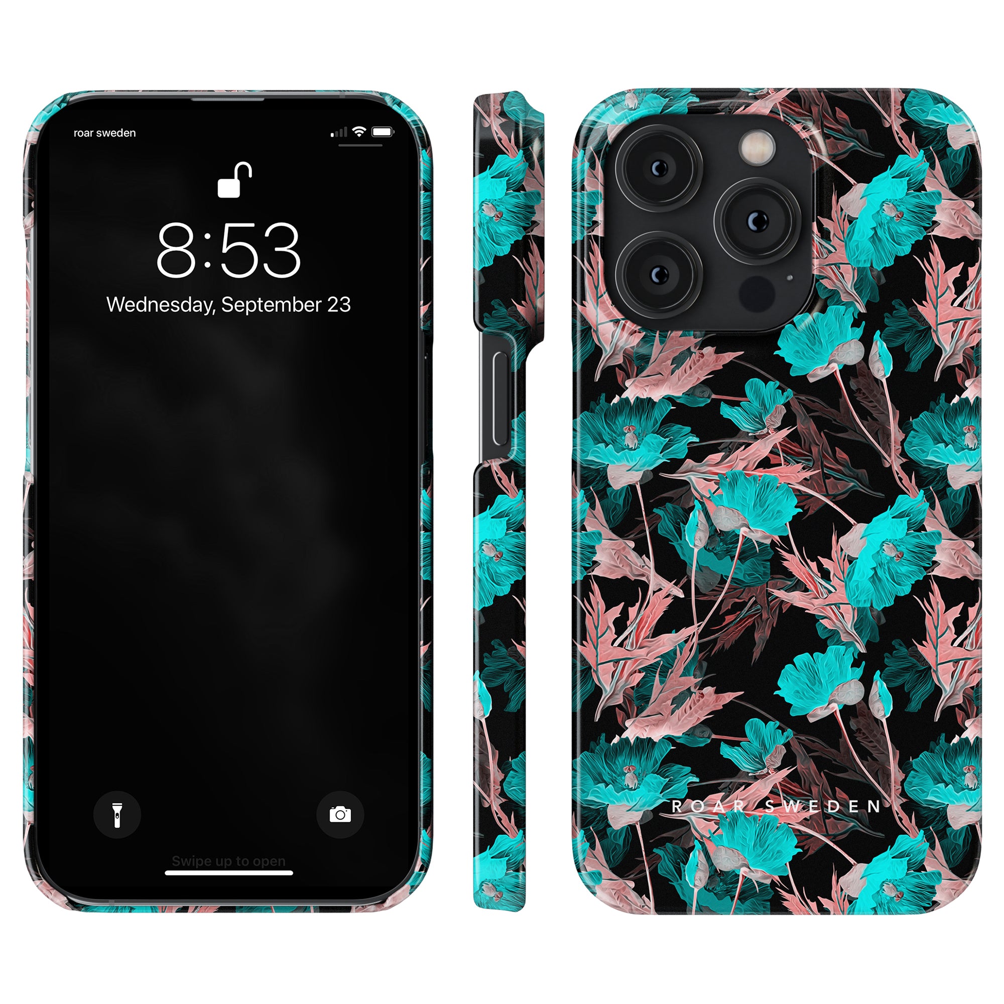 Ett elegans Turquoise Poppy - Tunt fodral för smartphonen. Har en touchdesign för iPhone 11 Pro.