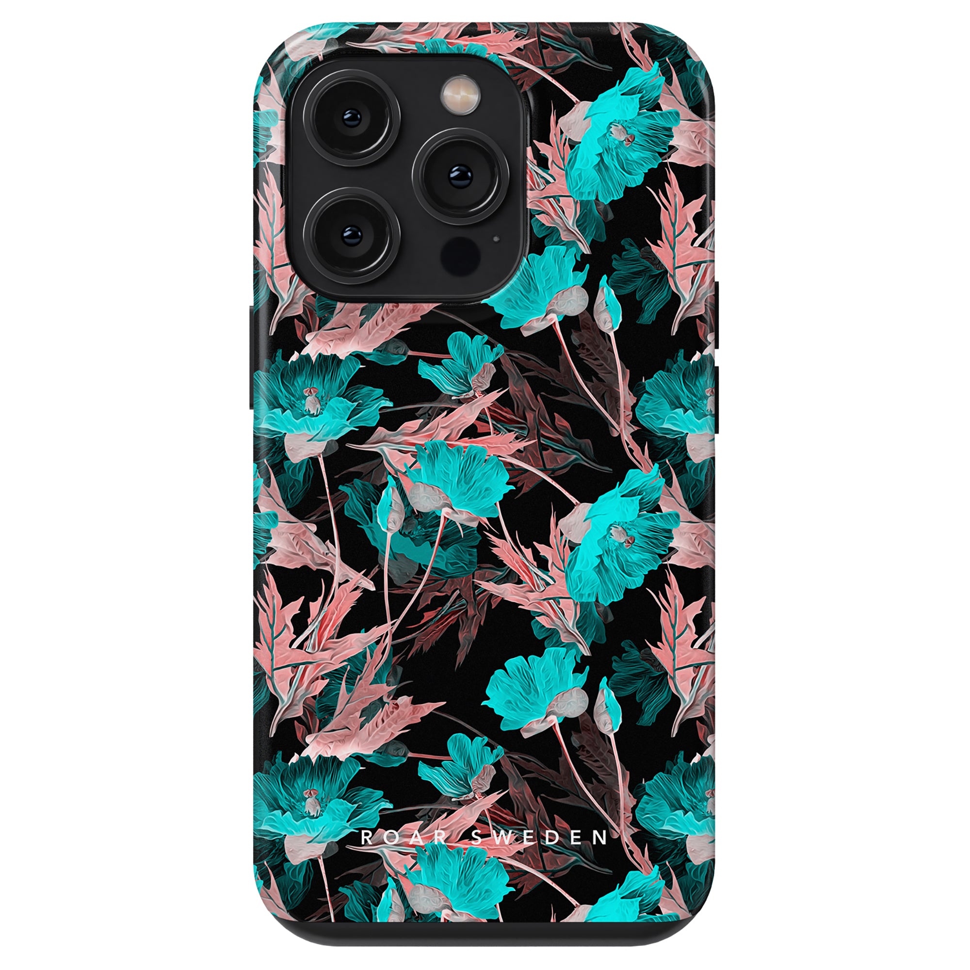 Ett elegant svart och blågrönt blommigt turkos vallmo - Tufft fodral för iPhone 11, som accentuerar den blommiga skönheten (blommiga skönheten) hos denna smartphone.