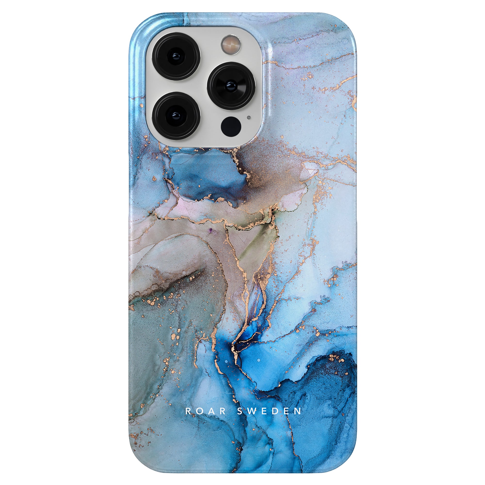 Immerse yourself in the sophistication of the Waves Slim Case, featuring a captivating blue and gold marble design. This mobilskal effortlessly blends style and functionality with its three camera lens compatibility.