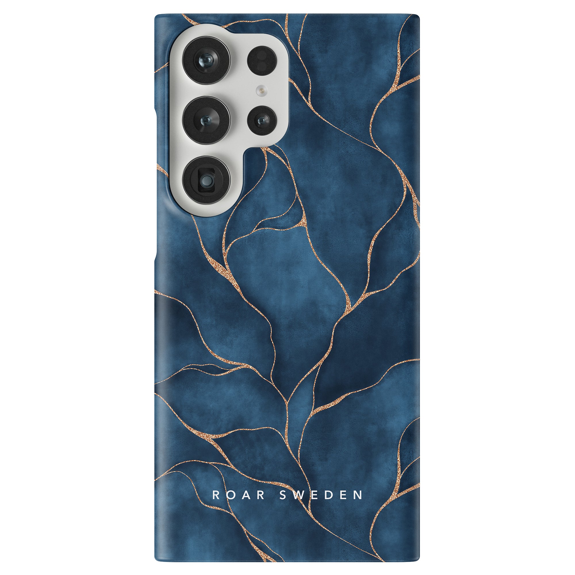 A Yggdrasil - Slim case with blue and gold leaves inspired by Yggdrasil.