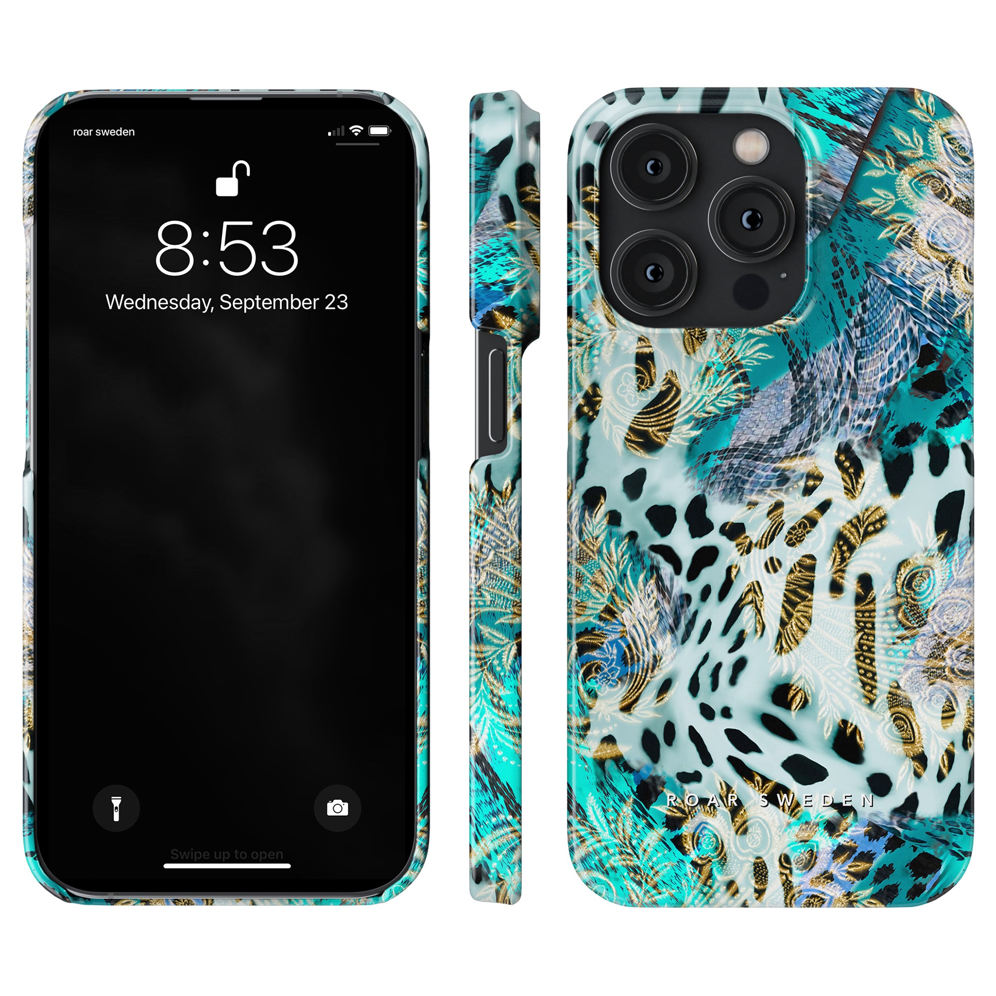 Ett blått och grönt pastellfärgat leopardmönstrat Cheetah Spark - Tunt fodral för iPhone 11 Pro.