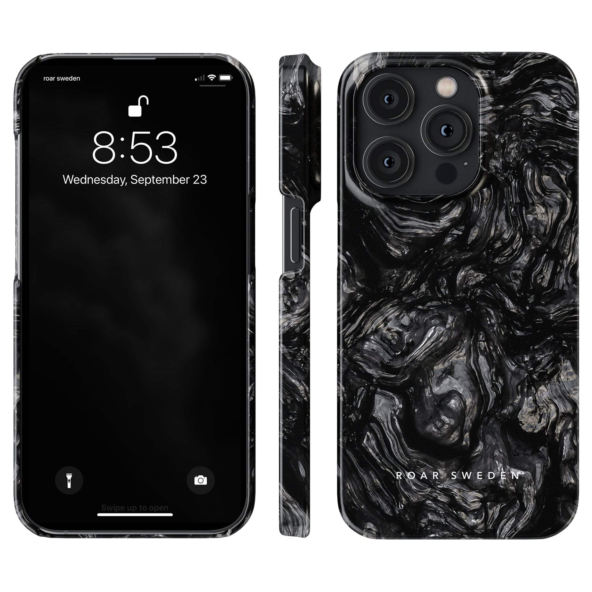 Lava Stone - Tunt fodral - Ett hållbart svart marmorfodral för iPhone 11 Pro, som ger ett smalt och snyggt men ändå skyddande skal. Perfekt för den som letar efter en mobilskal med