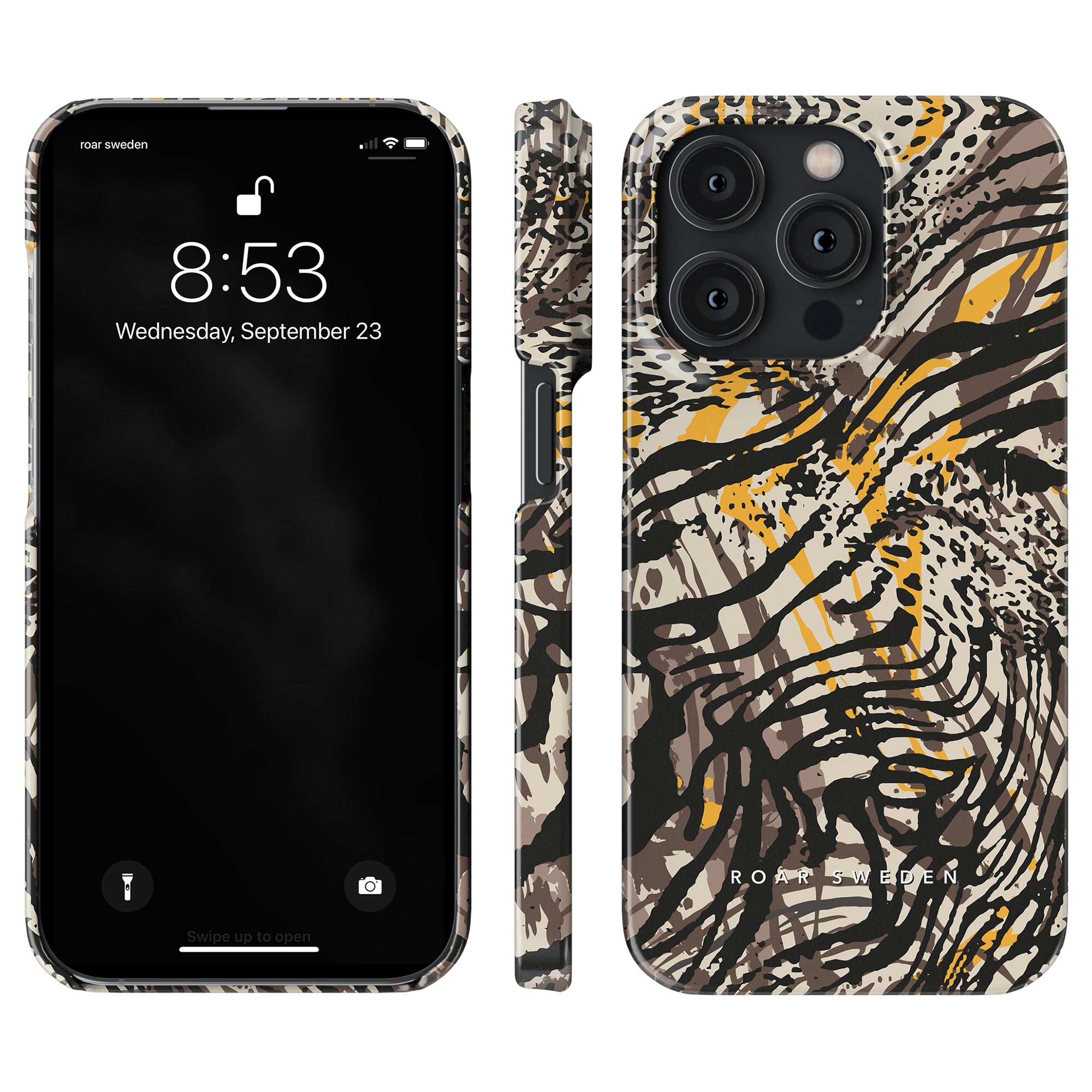 An explosive design on a Savage - Slim case, featuring a black and yellow pattern for your iPhone 11 Pro.