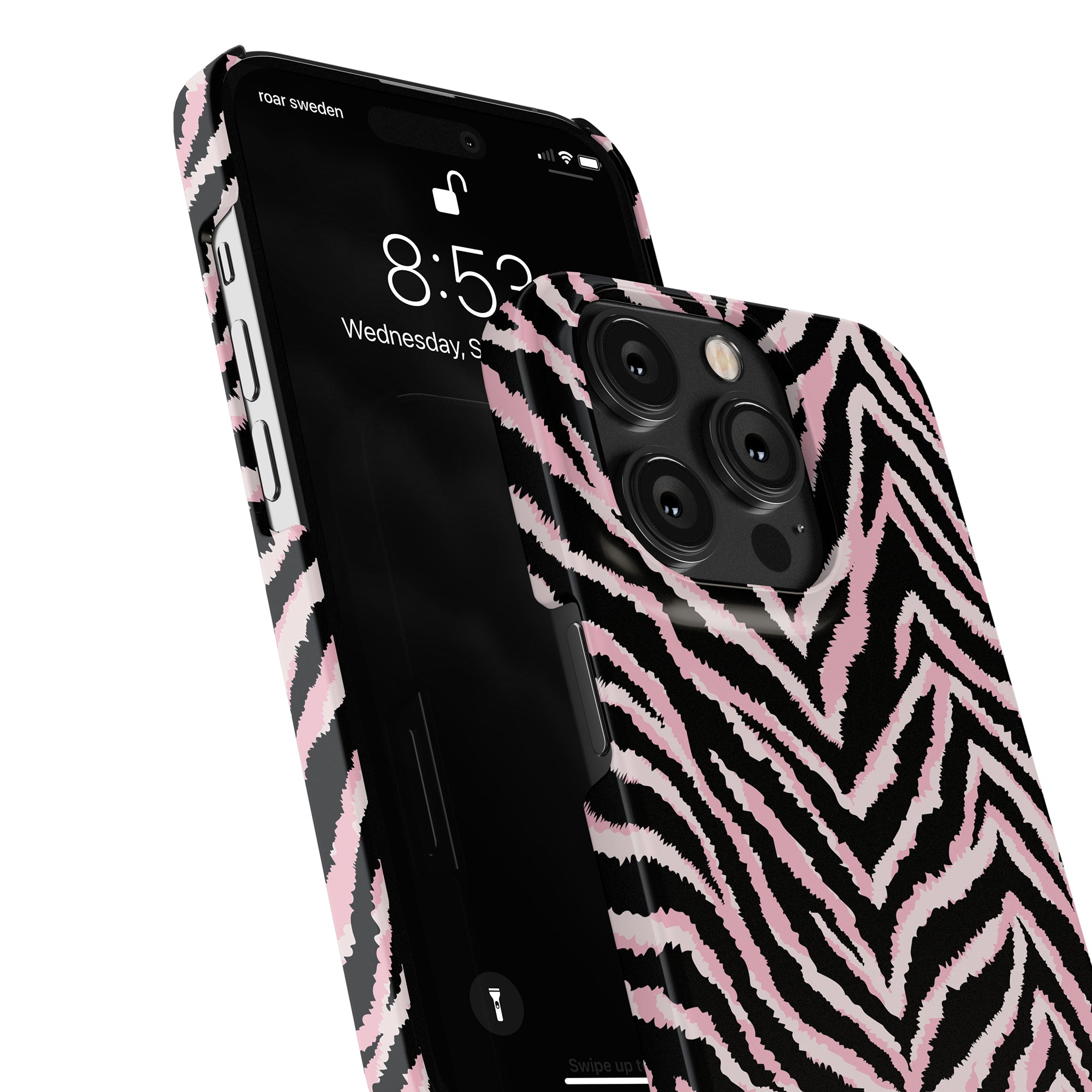 Stripes - Slim case, perfect for any stylish individual looking for a sleek and trendy phone cover. This case features a unique zebra pattern in pink and black, adding