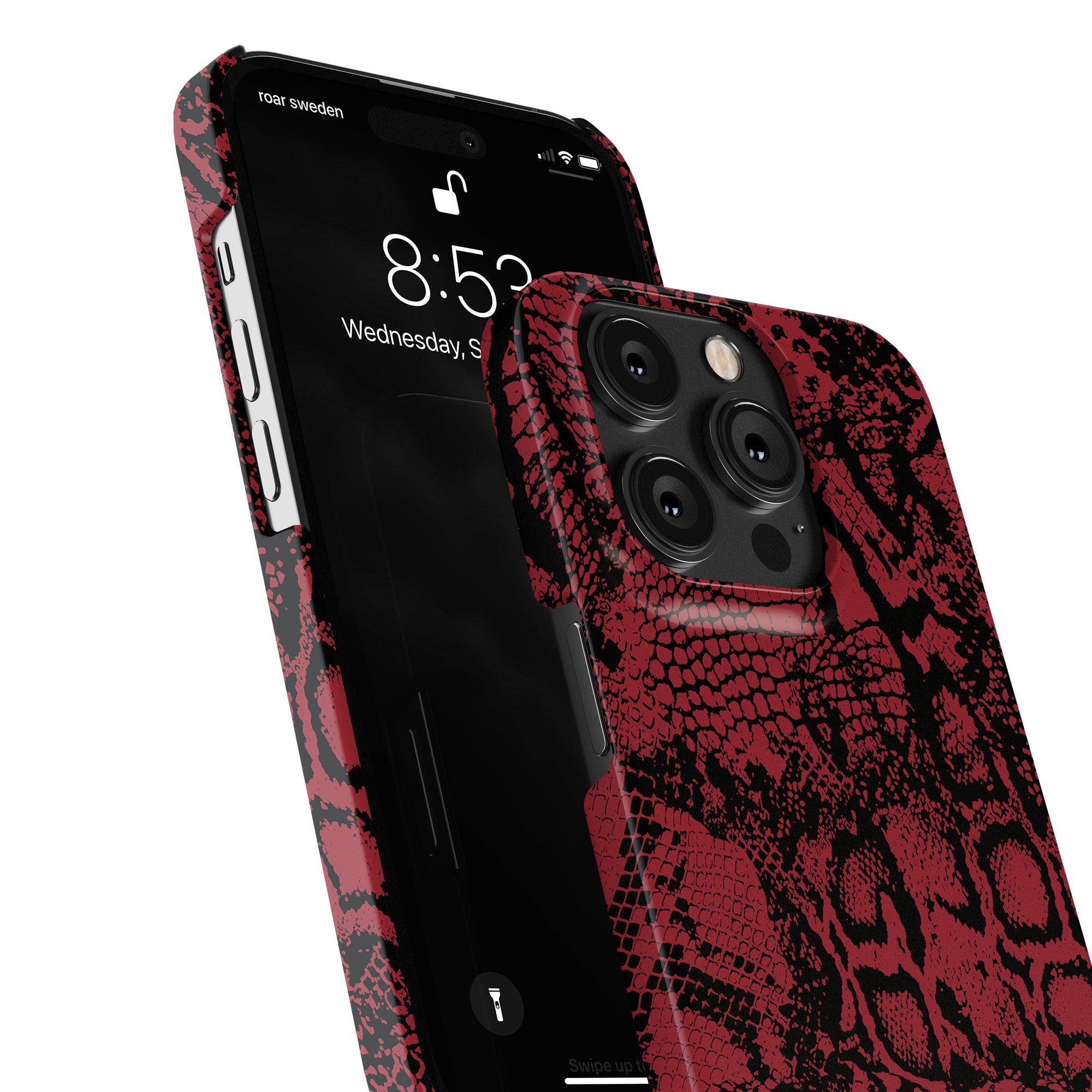 Printeers Viper Slim Fodral - Röd python skin iPhone 11 Pro fodral designad för ultimat skydd och stil. Perfekt mobilaccessoar.